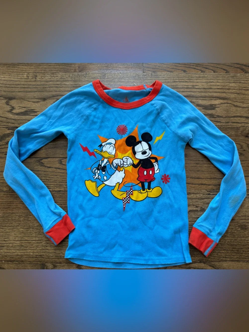 Disney Mickey Mouse & Donald Duck Pajama Set Size 8 Blue Long Sleeve